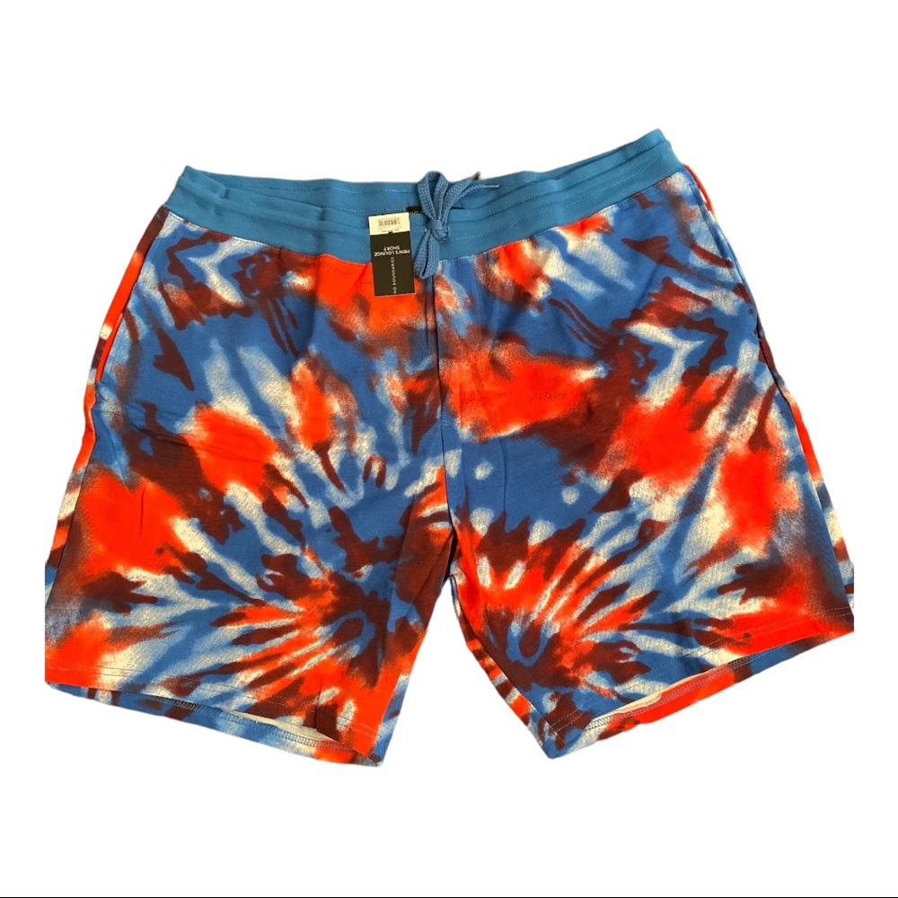 NWT No Boundries MEN’S Lounge SHORTS Ted Blue Tie Dye Print PAJAMAs Bottoms 2XL